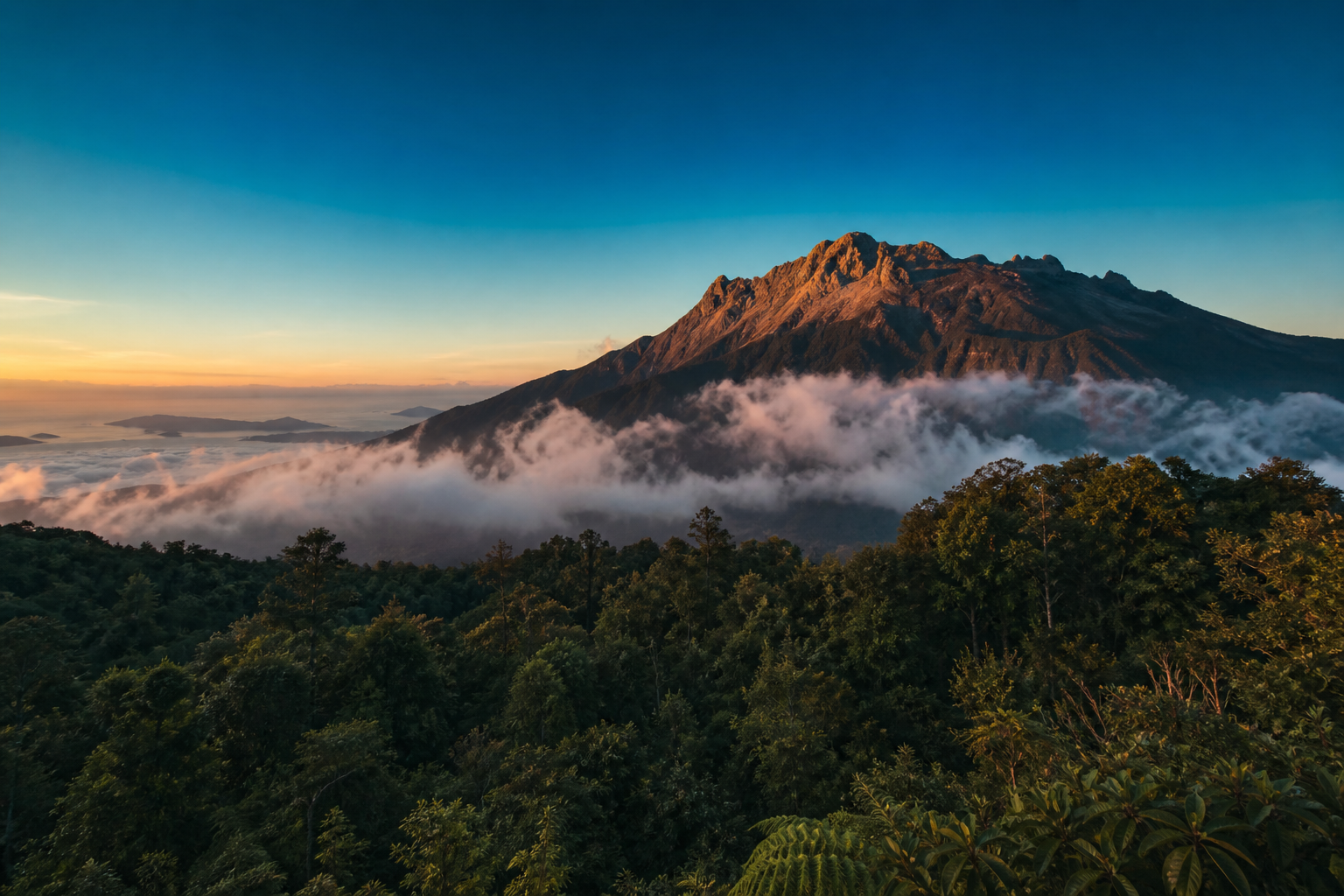 Mount Kinabalu and Borneo maritime horizon